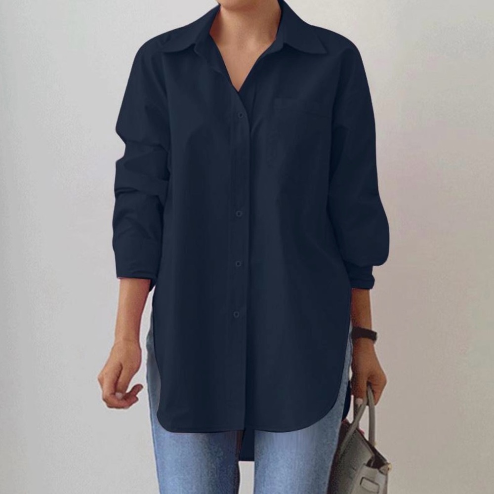 Athleta Navy Button-Up Shirt